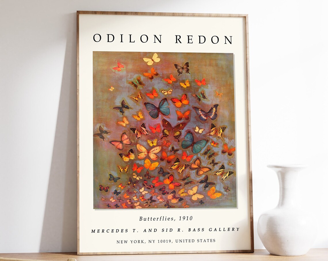 Odilon Redon Butterflies Art Print, Floral Decor