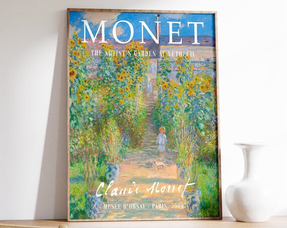 Claude Monet The Artists Garden at Vetheuil Sunflowers Art Poster