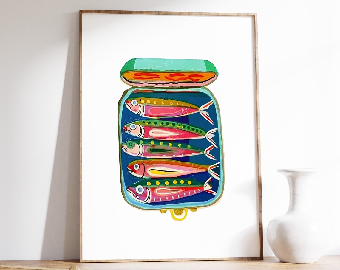 Sardines Vintage Kitchen Poster, Food Art Print