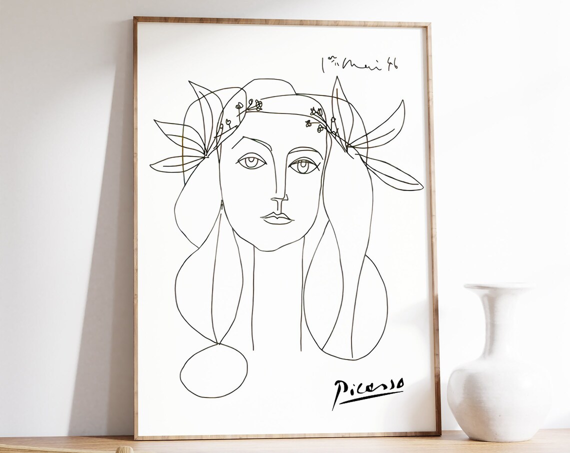 Picasso-Inspired Minimalist War And Peace Line Art