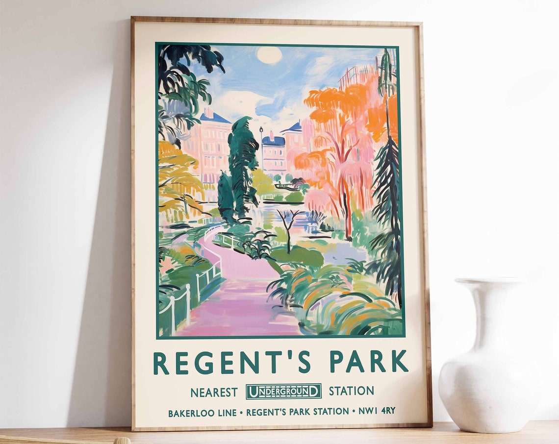 Regent's Park London Underground Bakerloo Line Vintage Travel Poster