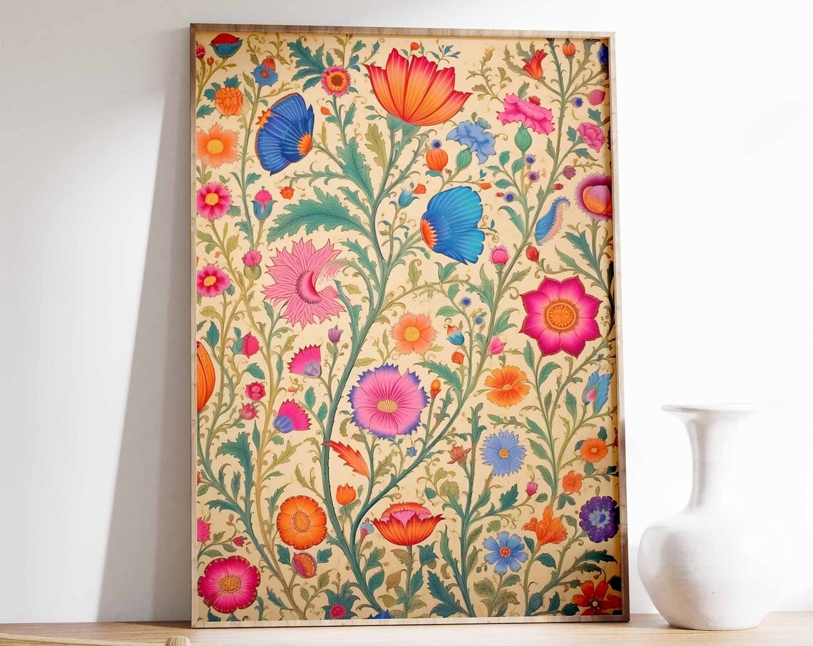 Indian Floral Botanical Garden Flower Pattern Vintage Art Poster