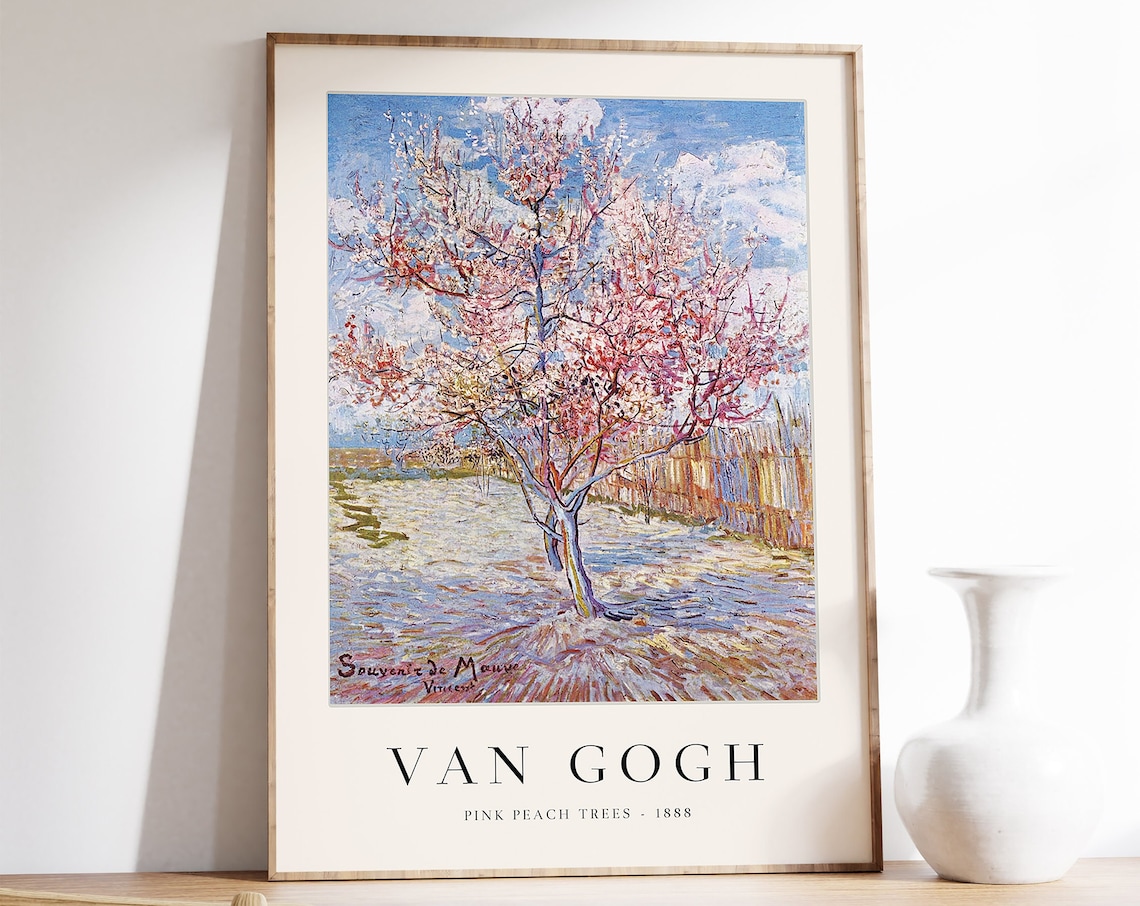 Van Gogh Peach Trees Art Print, Nature Decor