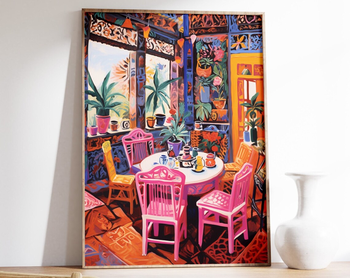 Indian Cafe Art Print, Traditional Folk Kitchen Decor