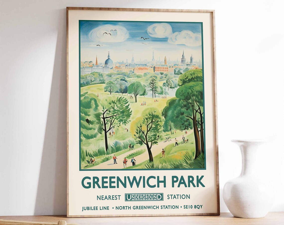 Greenwich Park London Vintage Travel Poster Underground Jubilee