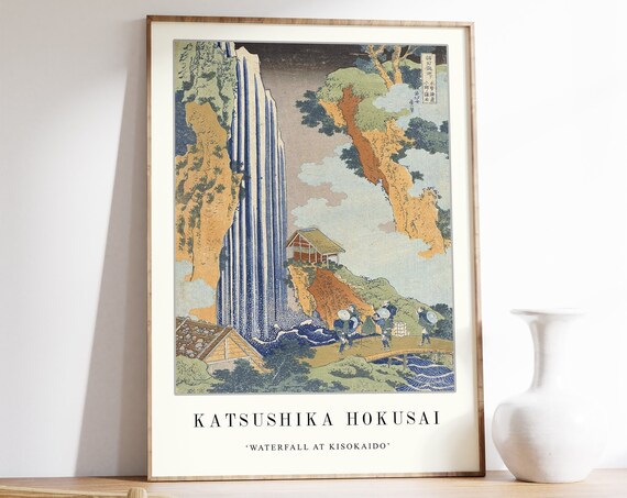 Katsushika Hokusai Poster Japanese Wall Print Japanese Decor Waterfall At Kisokaido Asian Decor Japanese Gift Abstract A1a2a3a4