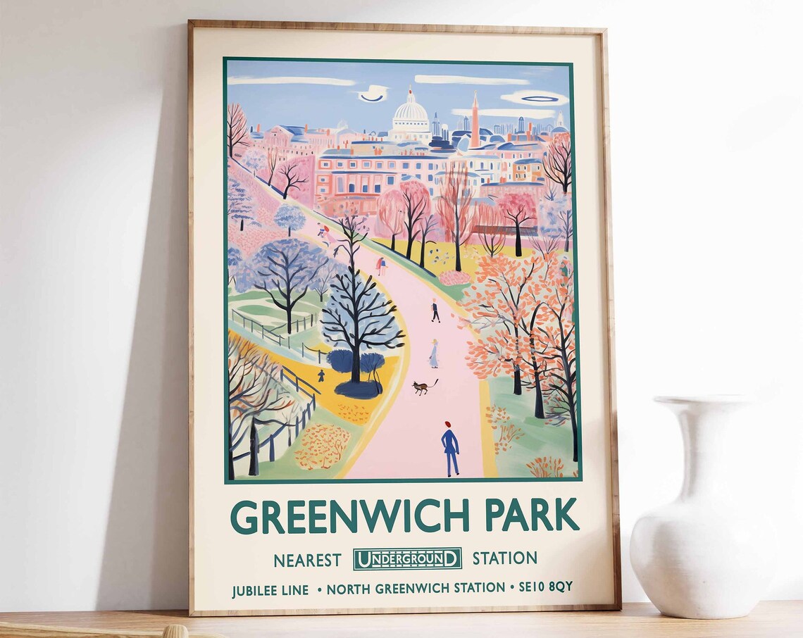 Greenwich Park London Vintage Floral Art Print