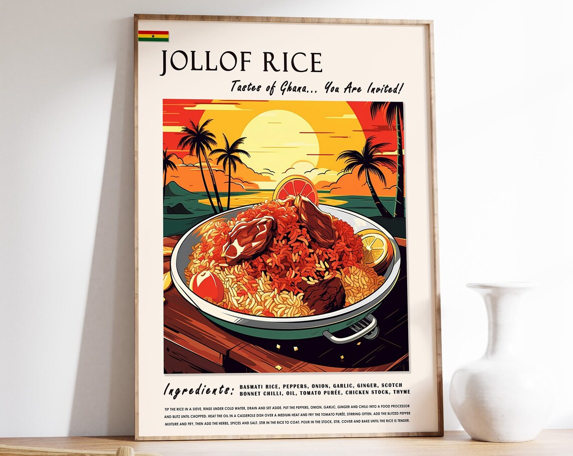 Jollof Rice Ghanaian Food Poster, African Art Print