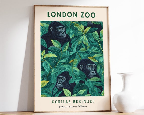 London Zoo Print Vintage Zoo Poster Gorilla Print Animal Art Botanical Decor Henri Rousseau Print Tropical Poster Jungle Art