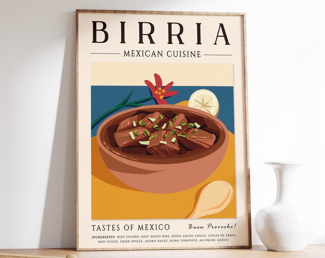 Mexican Food Poster Birria Food Print Travel Poster Kitchen Poster Kitchen Decor Food Art Food And Drink Poster Food Gift Food Art