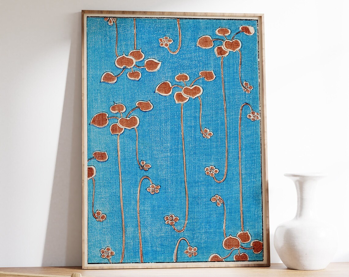 Japanese Woodblock Floral Oriental Art Print, Vine