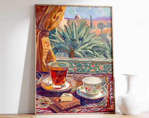 Arabic Tea Print, Syrian Food and Drink Art