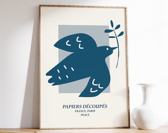 Vintage French Exhibition Poster Blue Bird Print Vintage Art Print Minimal Art Poster Animal Art Animal Print Ref Ka A1a2a3a3a4