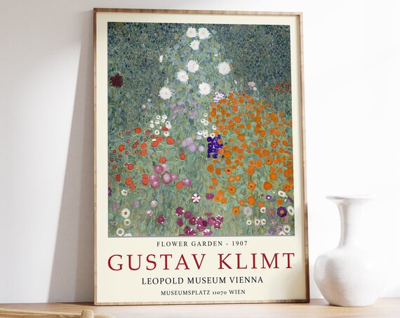 Gustav Klimt Poster Flower Garden Gustav Klimt Print Floral Wall Art Decor Flower Art Garden Decor Gift Idea A1a2a3a4