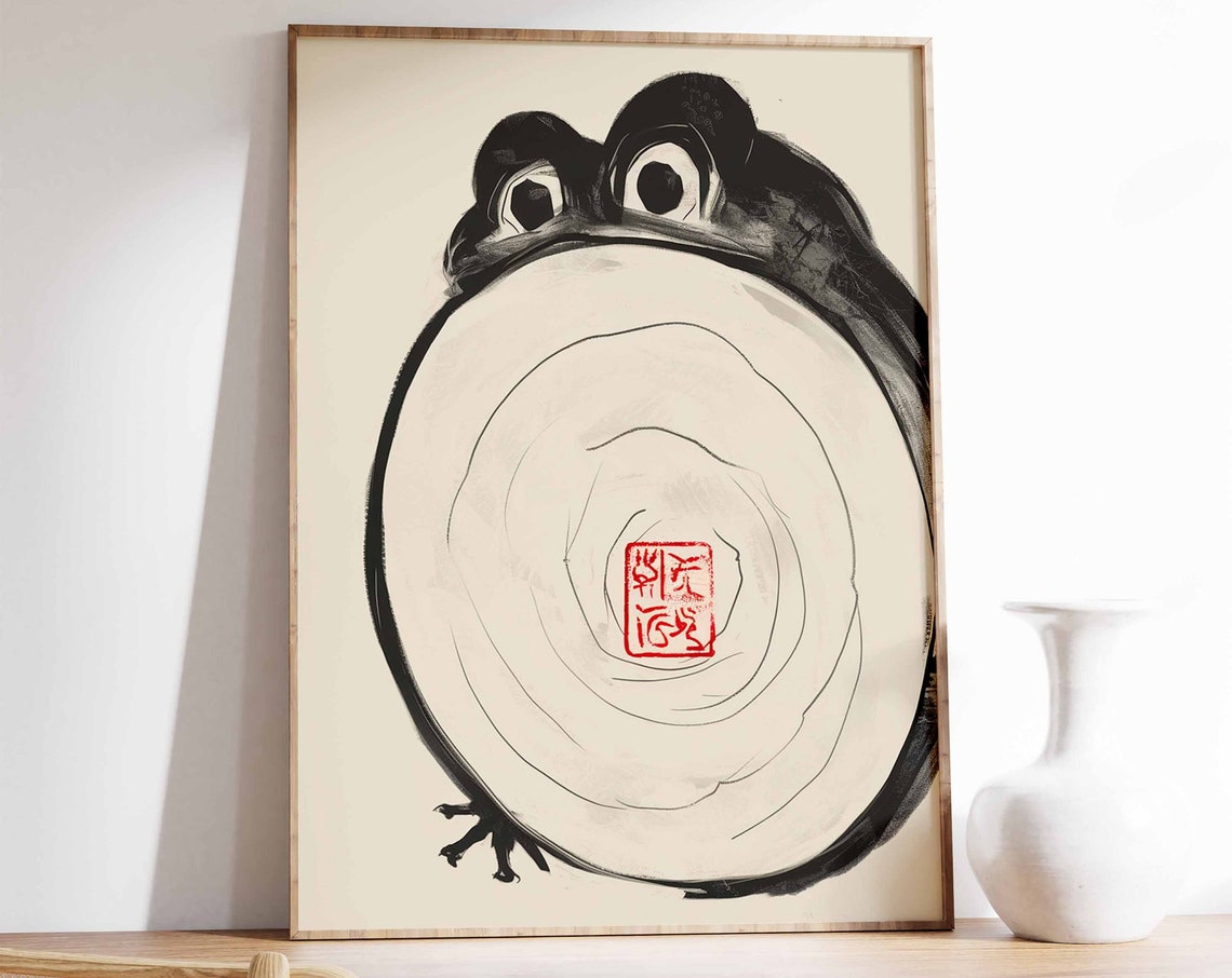Japanese Frog Print Matsumoto Hoji Japanese Poster Frog Art Animal Gift Animal Print Vintage Japanese Decor Funny Animal Poster