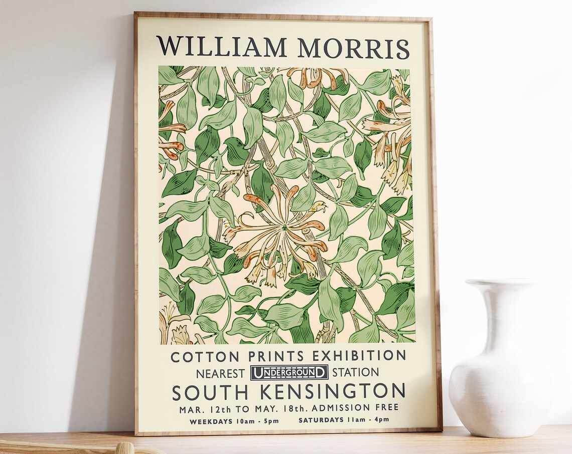 William Morris Exhibition Floral Art Print, Vintage