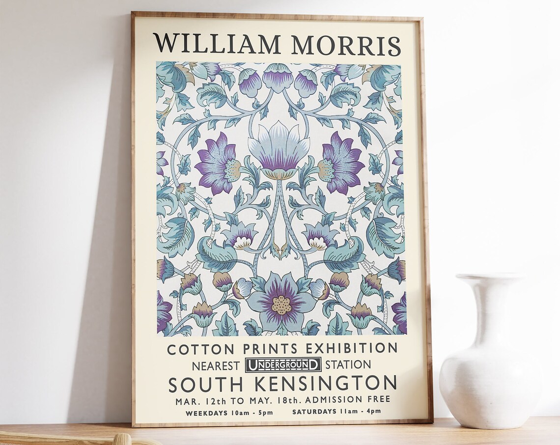 William Morris Cotton Prints Exhibition South Kensington Poster
