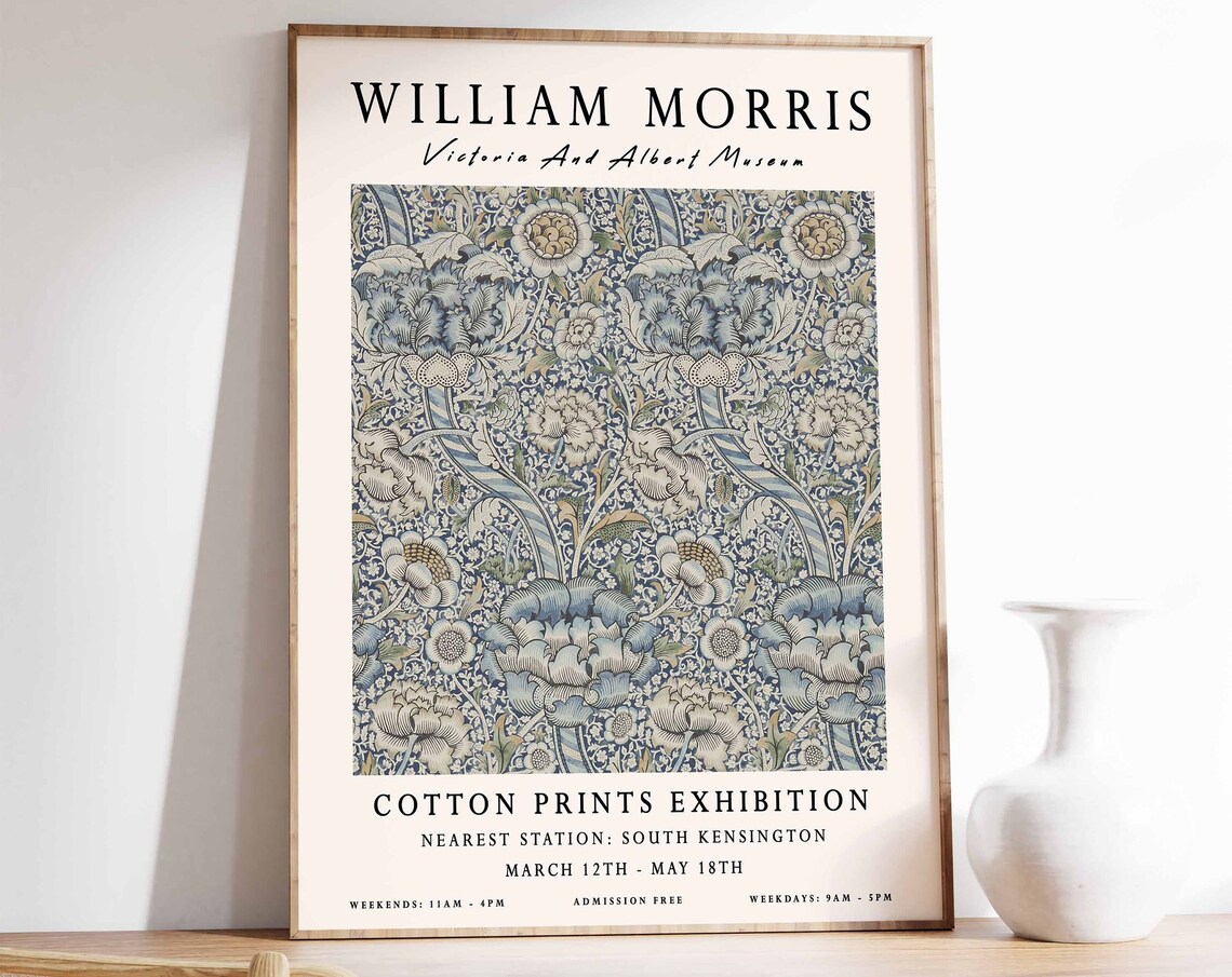 William Morris Cotton Textile Exhibition Museum Floral Art Poster London