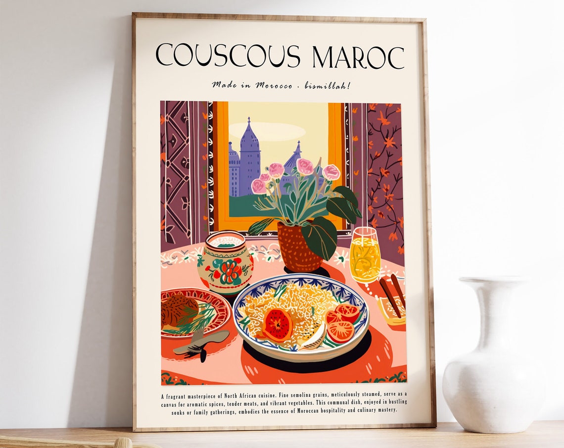 Couscous Maroc Moroccan Window Table Kitchen Art Poster Gift