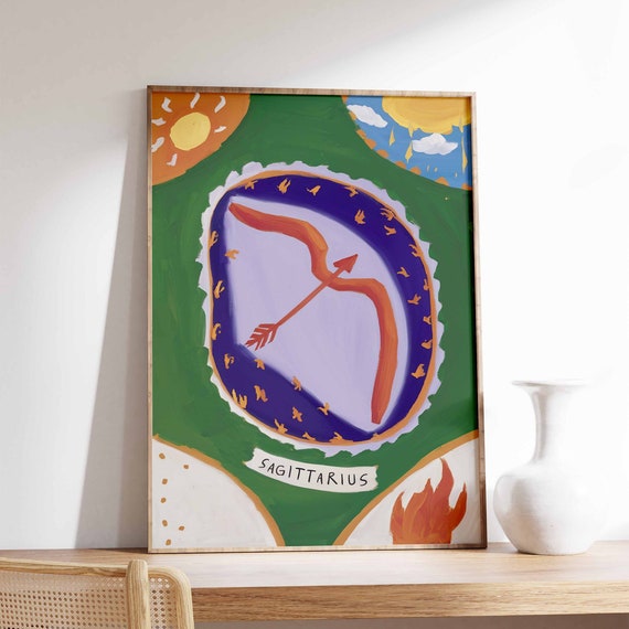Sagittarius Poster Star Sign Poster Zodiac Print Birthday Gift Celestial Poster Astrology Art Boho Decor Bedroom Decor Spiritual Art