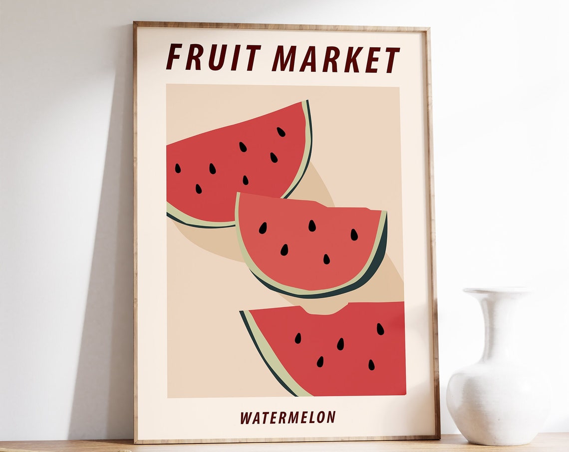 Fresh Watermelon Fruit Market Retro Kitchen Decorative Wall Poster