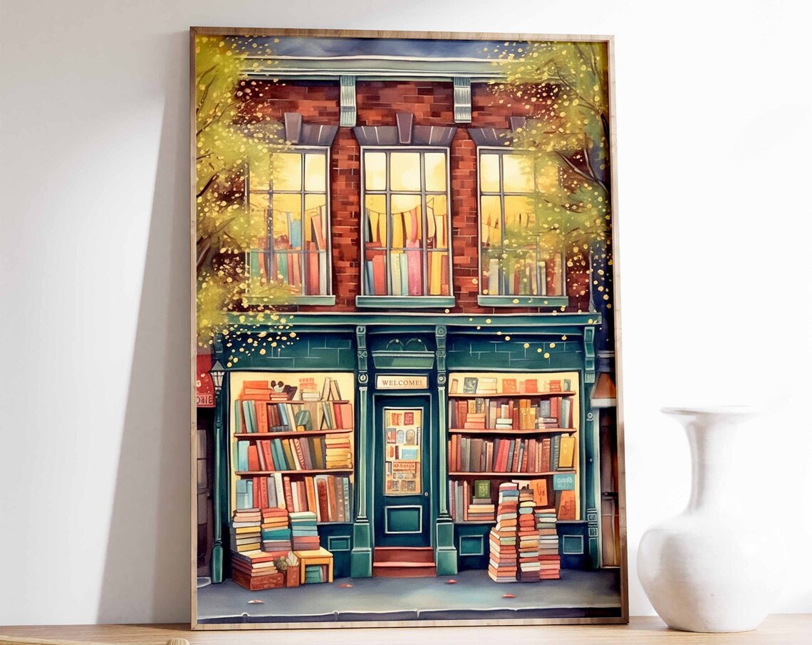 Vintage Book Store Poster Print, Retro Reading Art