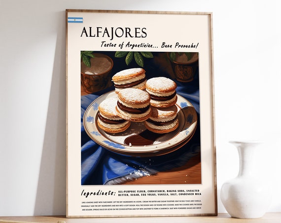 Alfajores Dessert Poster Argentina Food Print Argentine Poster Kitchen Print Kitchen Decor Food Art Food And Drink Poster Food Gift