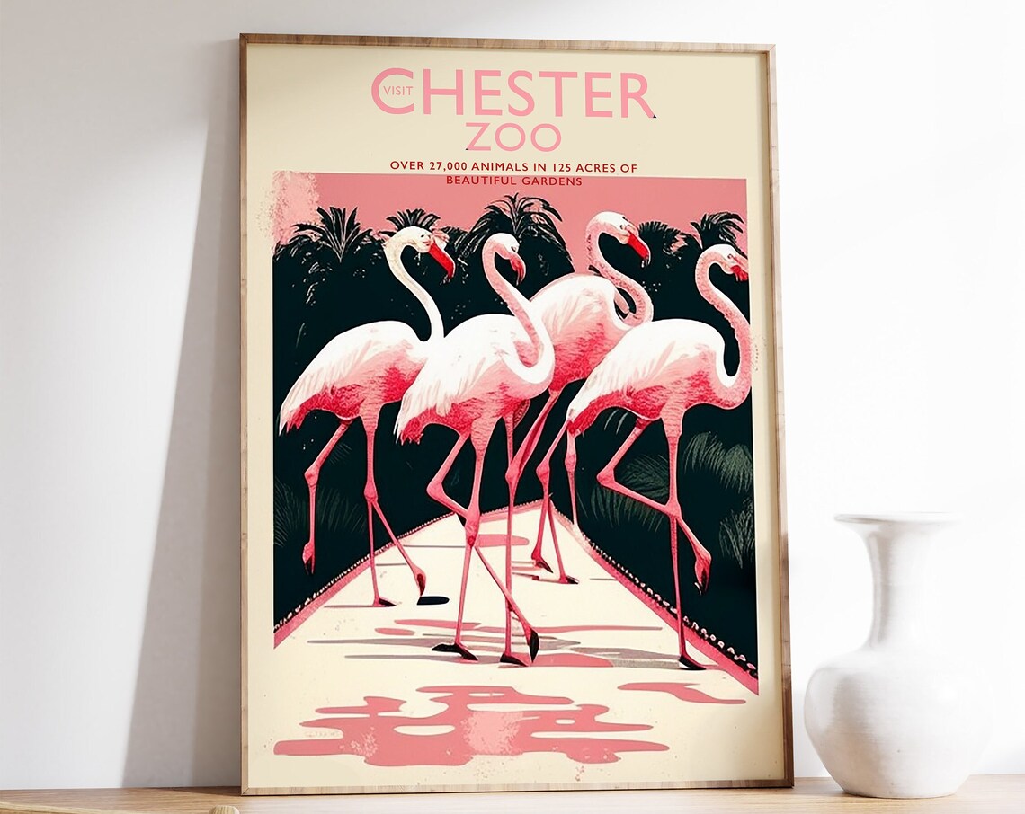 Vintage Chester Zoo Poster, Lion Retro Travel Poster
