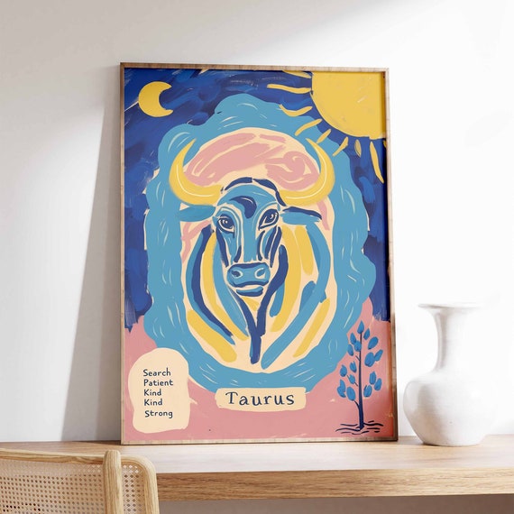 Taurus Poster Star Sign Poster Zodiac Print Birthday Gift Celestial Poster Astrology Art Boho Decor Bedroom Decor Spiritual Wall Art