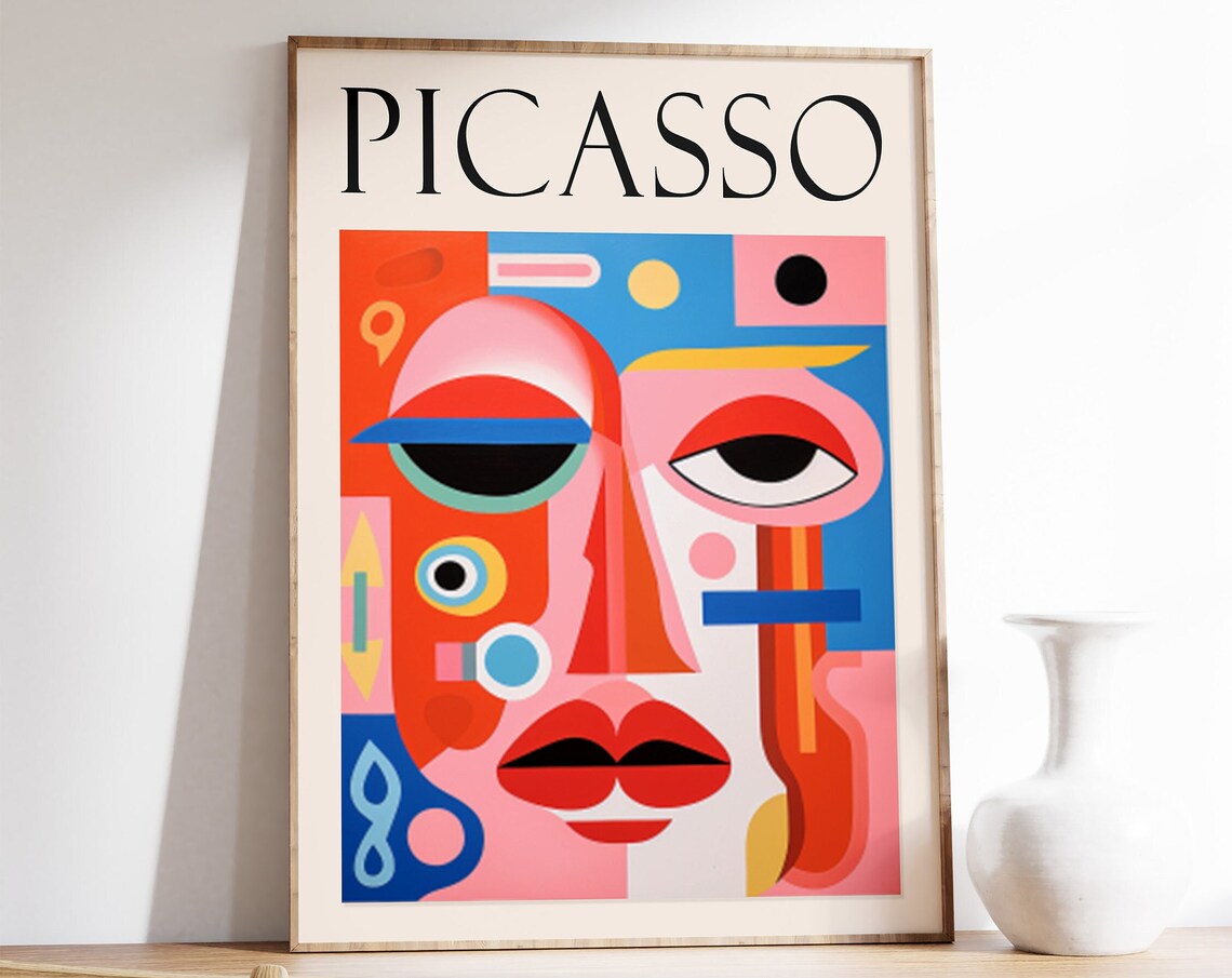Picasso Abstract Faces Retro Boho Art Print