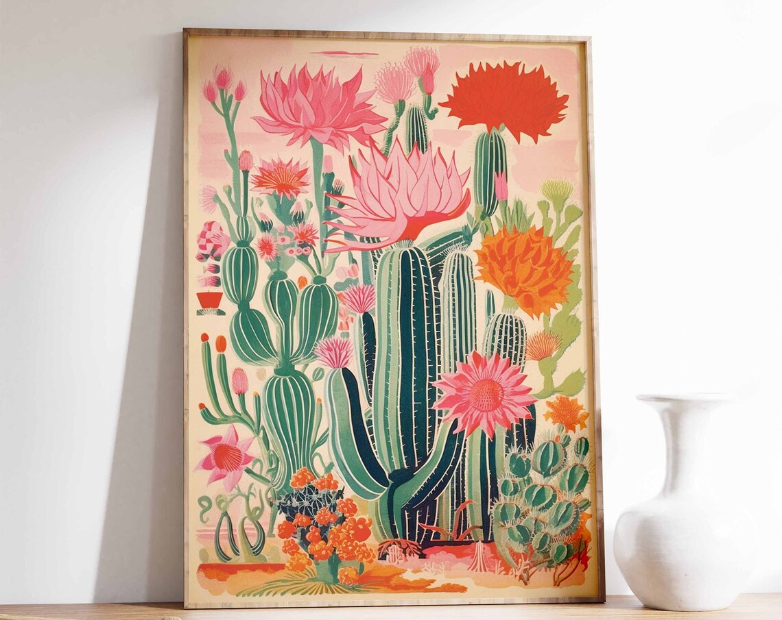 Mexican Cactus Vintage Floral Poster Print