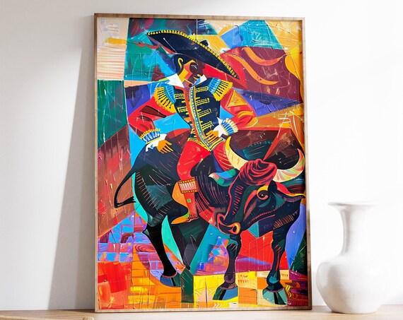 Traditional Spanish Art Spanish Bull Poster Picasso Wall Art Vintage Spanish Decor Malaga Art Spanish Gift Folk Art Poster Spain Art