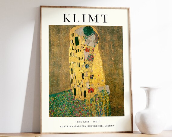 Gustav Klimt Art Print The Kiss Floral Poster Gustav Klimt Wall Art Art Nouveau Decor Modern Art Nature Decor Gift Idea