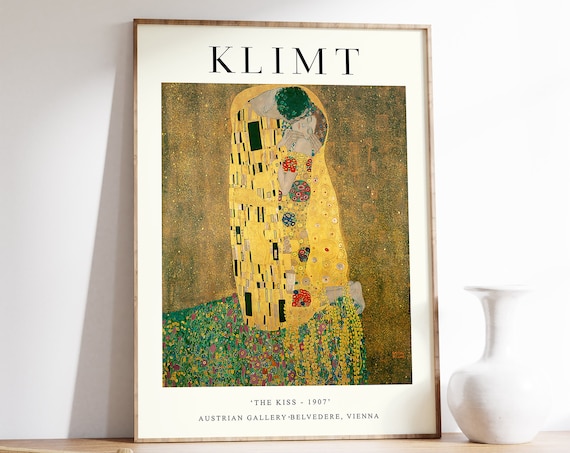 Gustav Klimt The Kiss 1907 Gold Embrace Museum Exhibition Poster