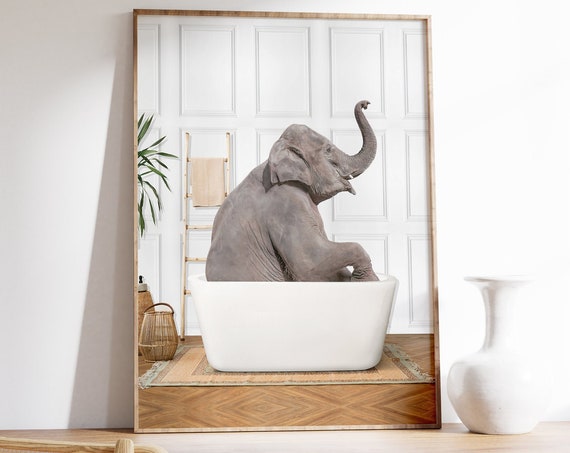 Animal In Bath Bathtub Poster Elephant Poster Animal Wall Art Decor Bathroom Decor Home Decor Animal Gift Office Decor A1a2a3a4