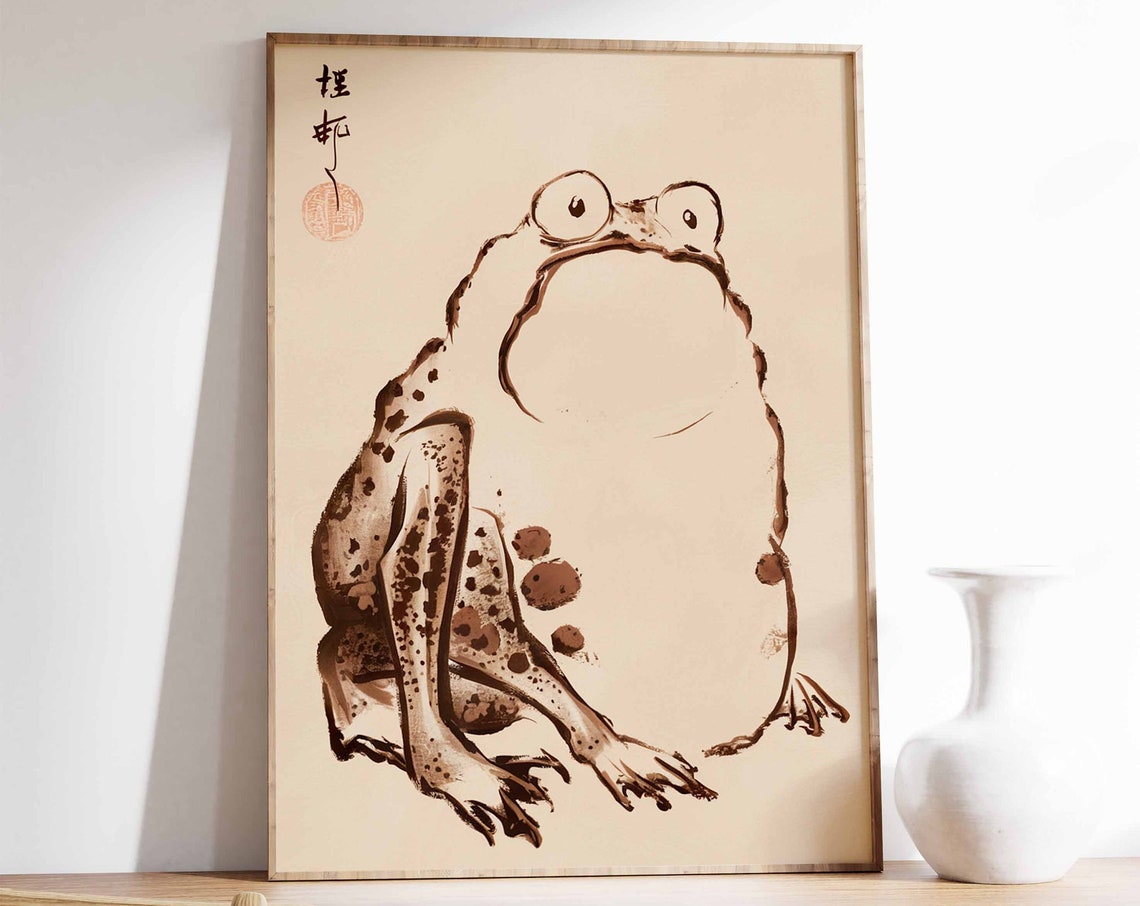 Japanese Frog Print Matsumoto Hoji Japanese Poster Frog Art Animal Gift Animal Print Vintage Japanese Decor Funny Animal Poster