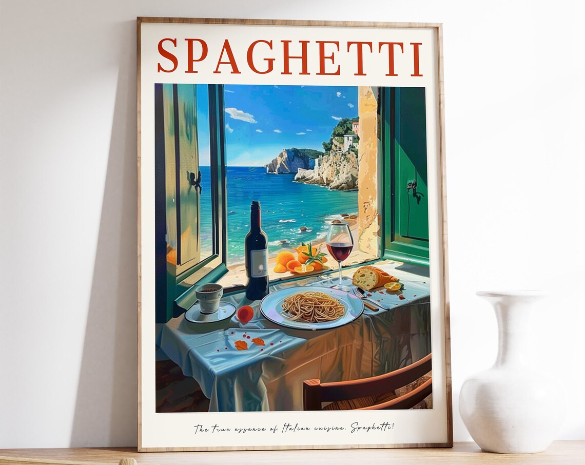 Spaghetti Vintage Food Print, Italian Kitchen Art - Image 4