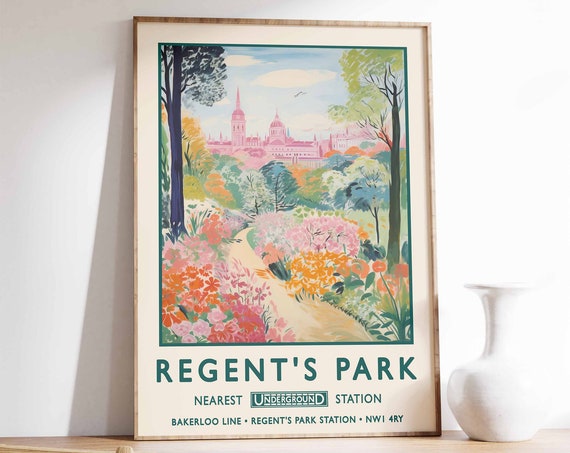 Regents Park London Botanical Gardens Vintage Art Print