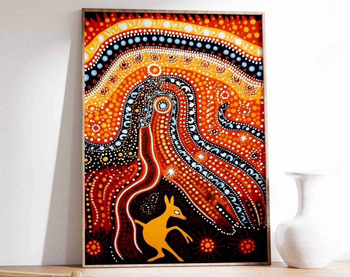Aboriginal Dot Painting Kangaroo Australian Indigenous Art Poster