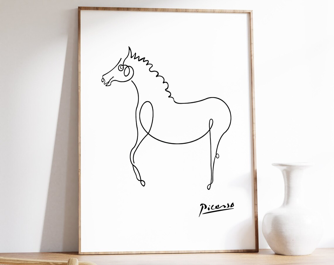 Picasso Horse Line Art Poster Horse Art Minimalist Decor Animal Wall Art Fashion Print Animal Gift Line Art Print Gift A1a2a3a4