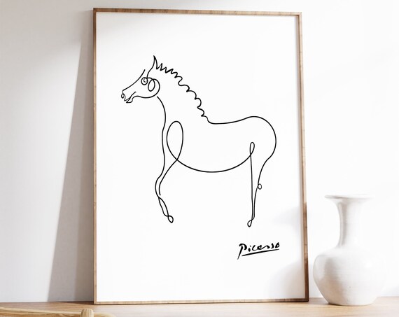 Pablo Picasso Horse Line Drawing Minimalist Ink Sketch Art Poster
