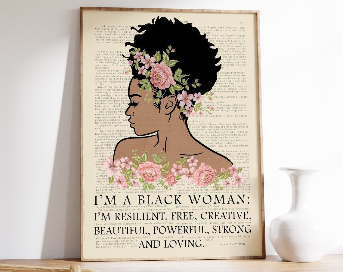 Black Female Quote Poster, Vintage Afro Art Print