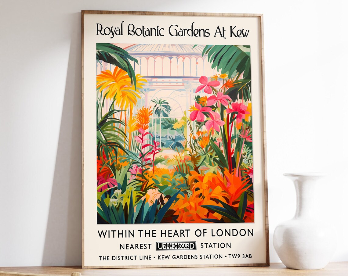 Royal Botanic Gardens At Kew Conservatory Vintage London Art Poster