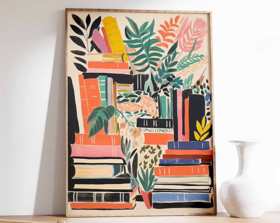 Vintage Bookshop Poster, Retro Book Lovers Art Print