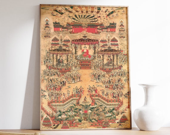 Buddhist Art Buddha Art Japanese Art Spiritual Art Religious Home Decor Floral Print Meditation Art Indian Art Gift A1a2a3a4