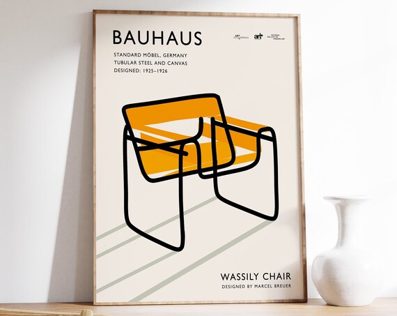 Retro Scandinavian Furniture Art Print, Swedish Bauhaus