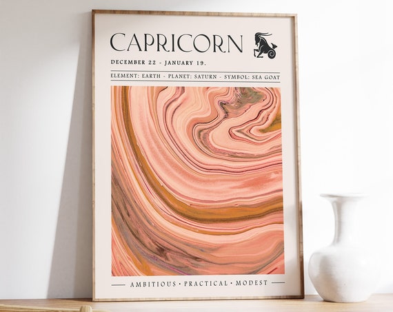 Capricorn Star Sign Print Star Sign Poster Birthday Gift Zodiac Sign Astrology Star Sign Art Print Boho Bedroom Art A1a2a3a4
