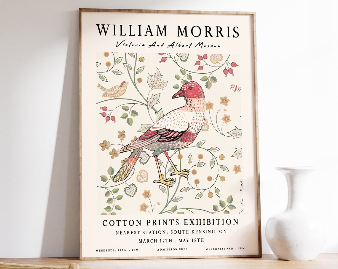 William Morris Floral Textile Art, Vintage Poster