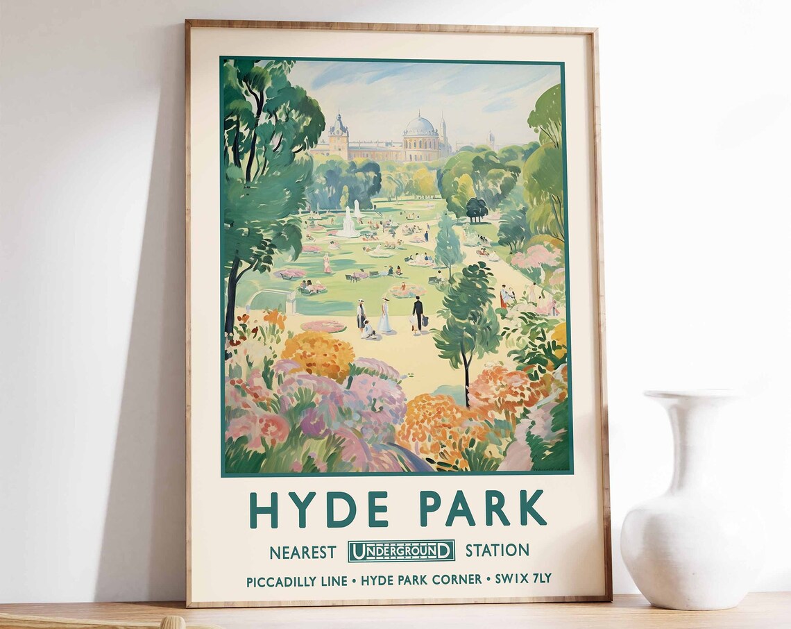 Hyde Park London Vintage Floral Art Print