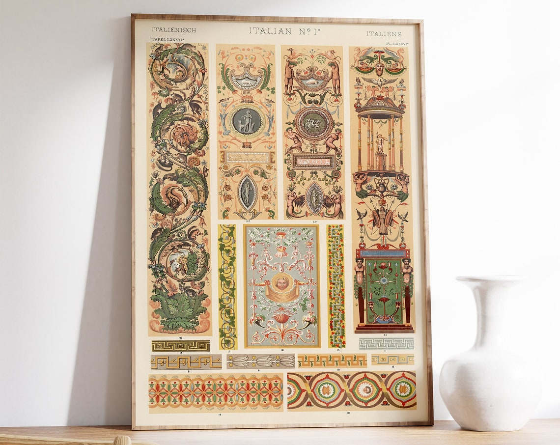 Italian Renaissance Ornament Plate No 1 Decorative Pattern Art Poster